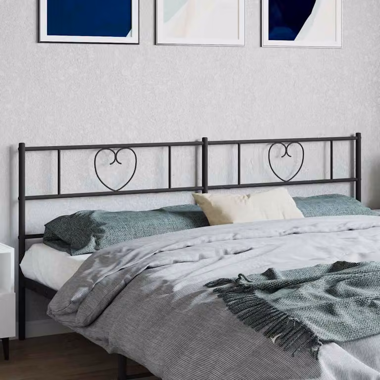 Testiera di ricambio vidaXL in metallo nero laccato, stile classico, L: 198 cm, H: 90 cm, P: 3 cm