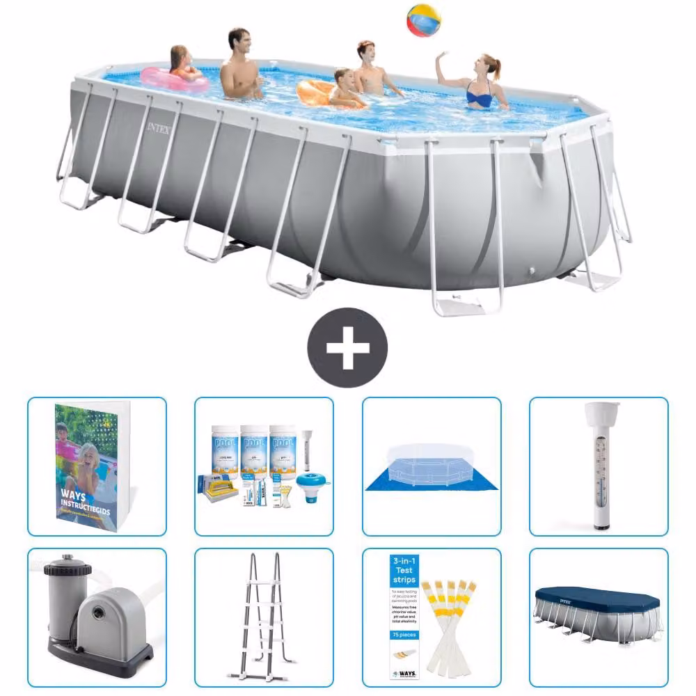 Piscina fuori terra ovale "Prism Frame" - 610x305x122 cm - Kit composto da 7 elementi - Modello S574