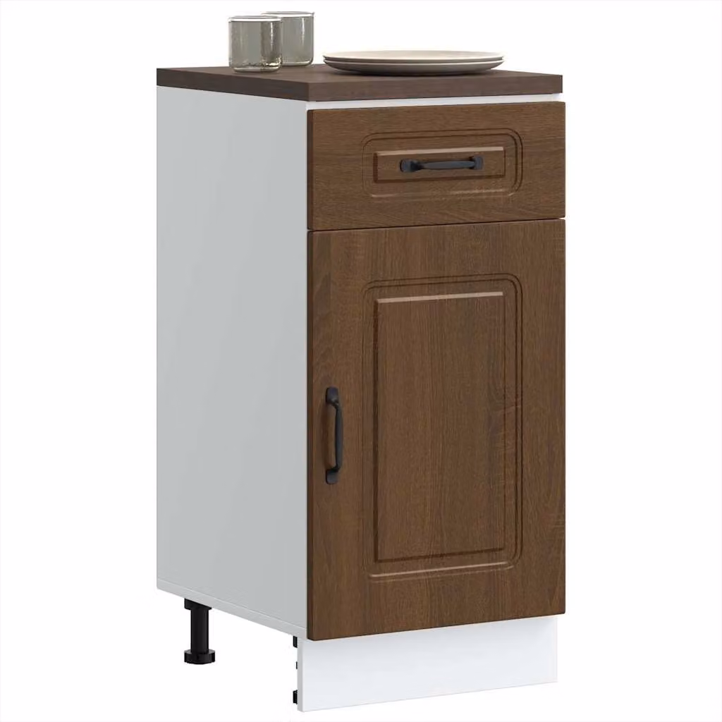 Base da cucina moderna vidaXL Kalmar in legno multistrato e MDF, colore marrone, L: 46,0 cm, P: 40,0 cm, H: 81,5 cm