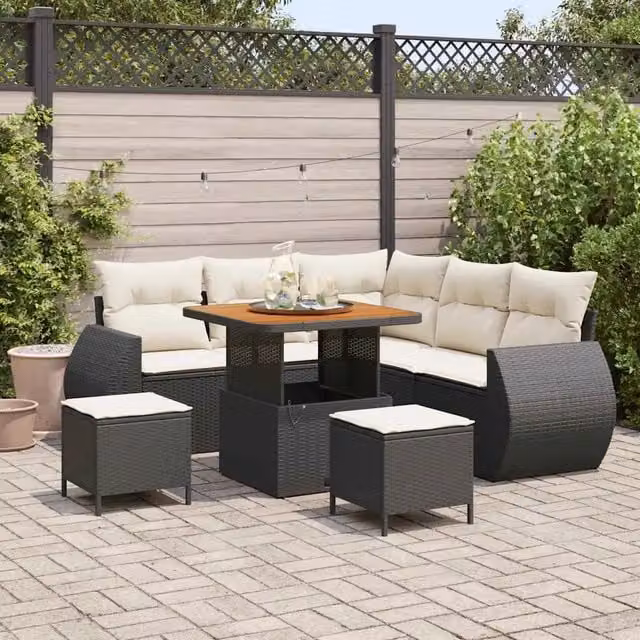Set Divano da Giardino 8 pz Nero polyrattan 3361870