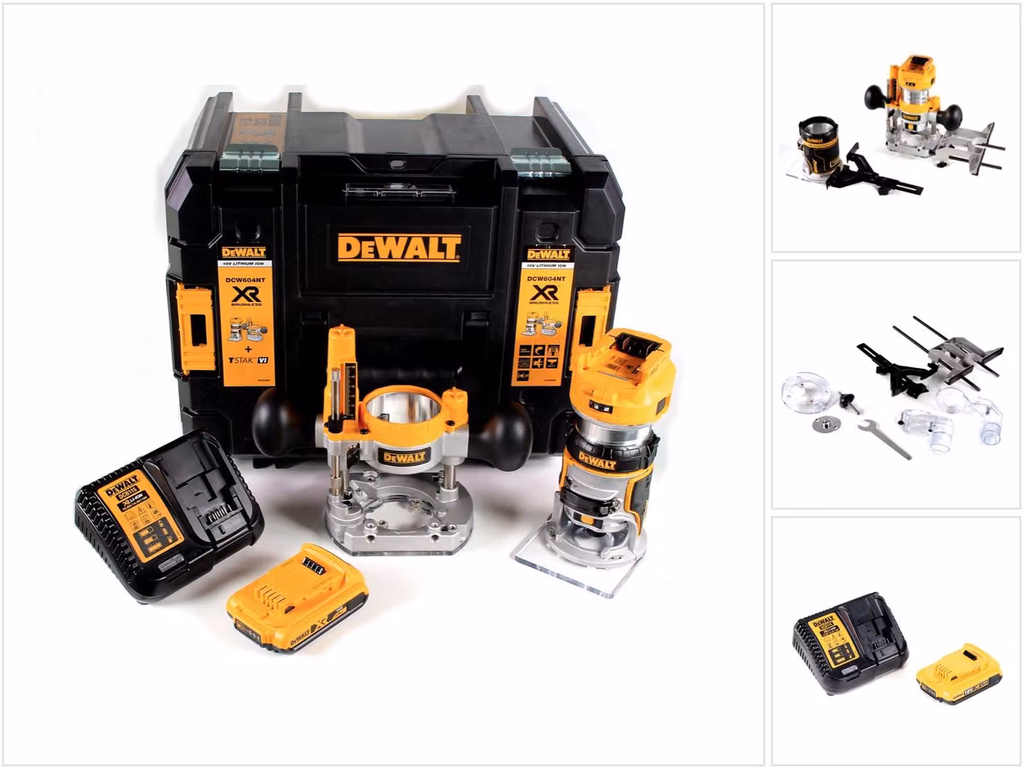 Fresatrice combinata a batteria DeWalt DCW 604 D1 18V 55 mm + 1x batteria ricaricabile 2,0 Ah + 1x caricatore rapido in TSTAK