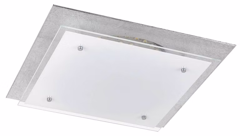 Plafoniera June metallo vetro argento/bianco L:42cm
