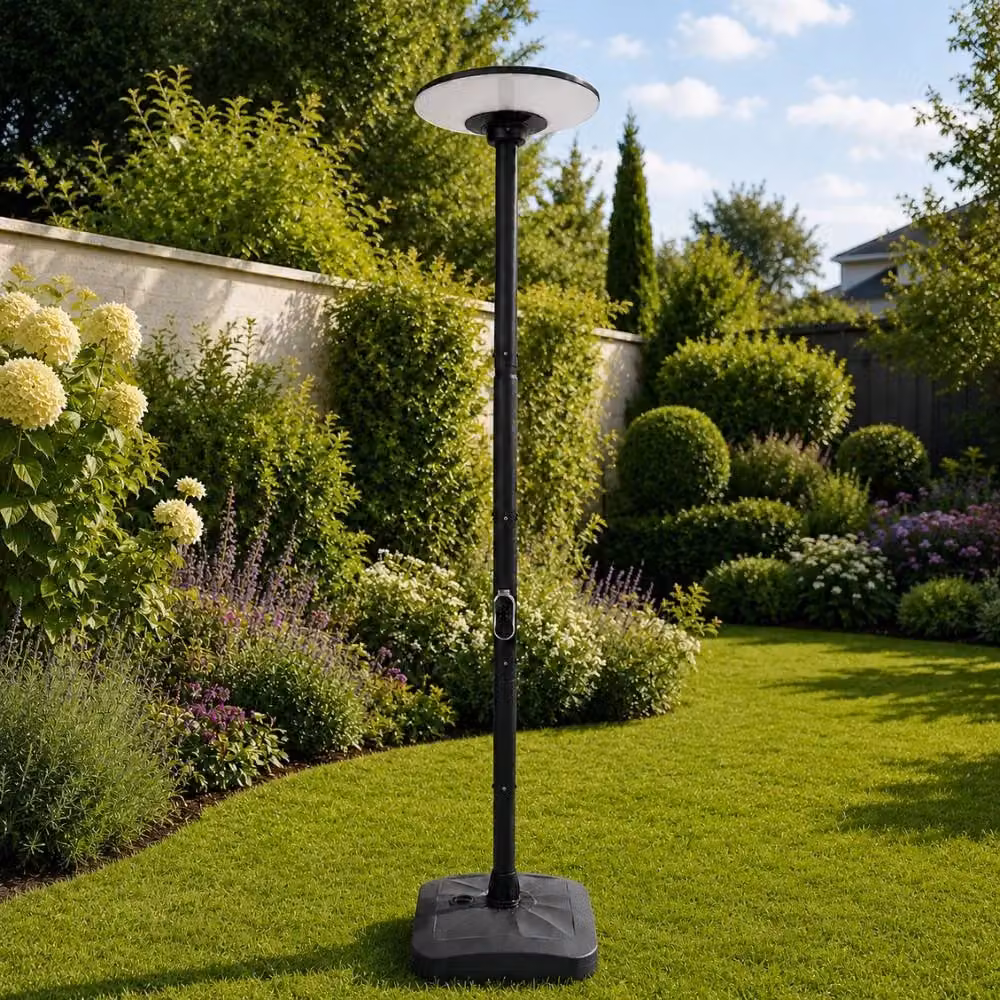 Lampada solare LED da giardino con palo, telecomando e sensore di movimento, colore nero – 2