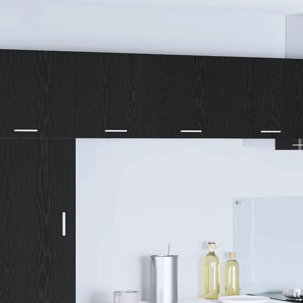 Set di 2 pensili da cucina vidaXL moderni in legno MDF, colore nero e bianco, con ante a battente e ripiani interni