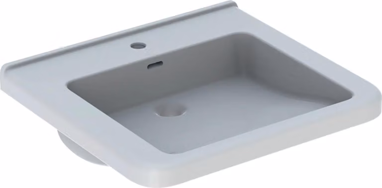 Geberit Renova Nr. 1 Comfort, lavabo avec encastrement, 600x550 mm, avec percement pour robinetterie, avec trop-plein, blanc, 128660000, 128660000
