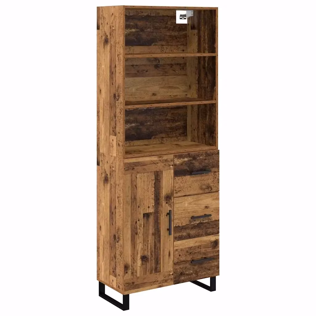 Set di 2 credenze moderne vidaXL in legno e metallo colore marrone L: 69,5 cm, P: 34 cm, H: 180 cm – 2