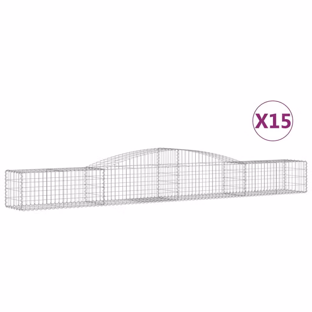 Cesti Gabbioni ad Arco 15 pz 400x50x40/60 cm Ferro Zincato