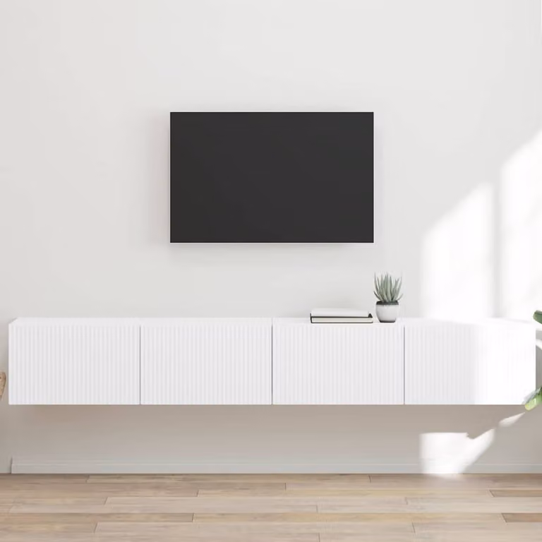 Set di 2 supporti per TV da parete vidaXL in legno MDF bianco moderno