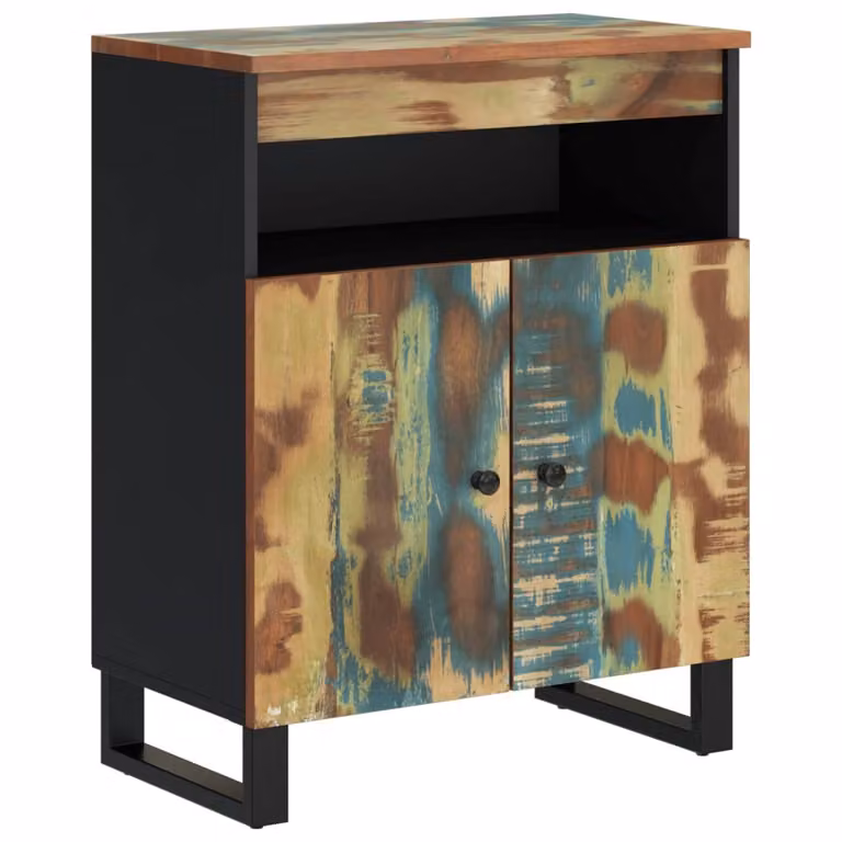 Credenza con 2 Ante 60x33x75 cm in Legno Massello di Recupero