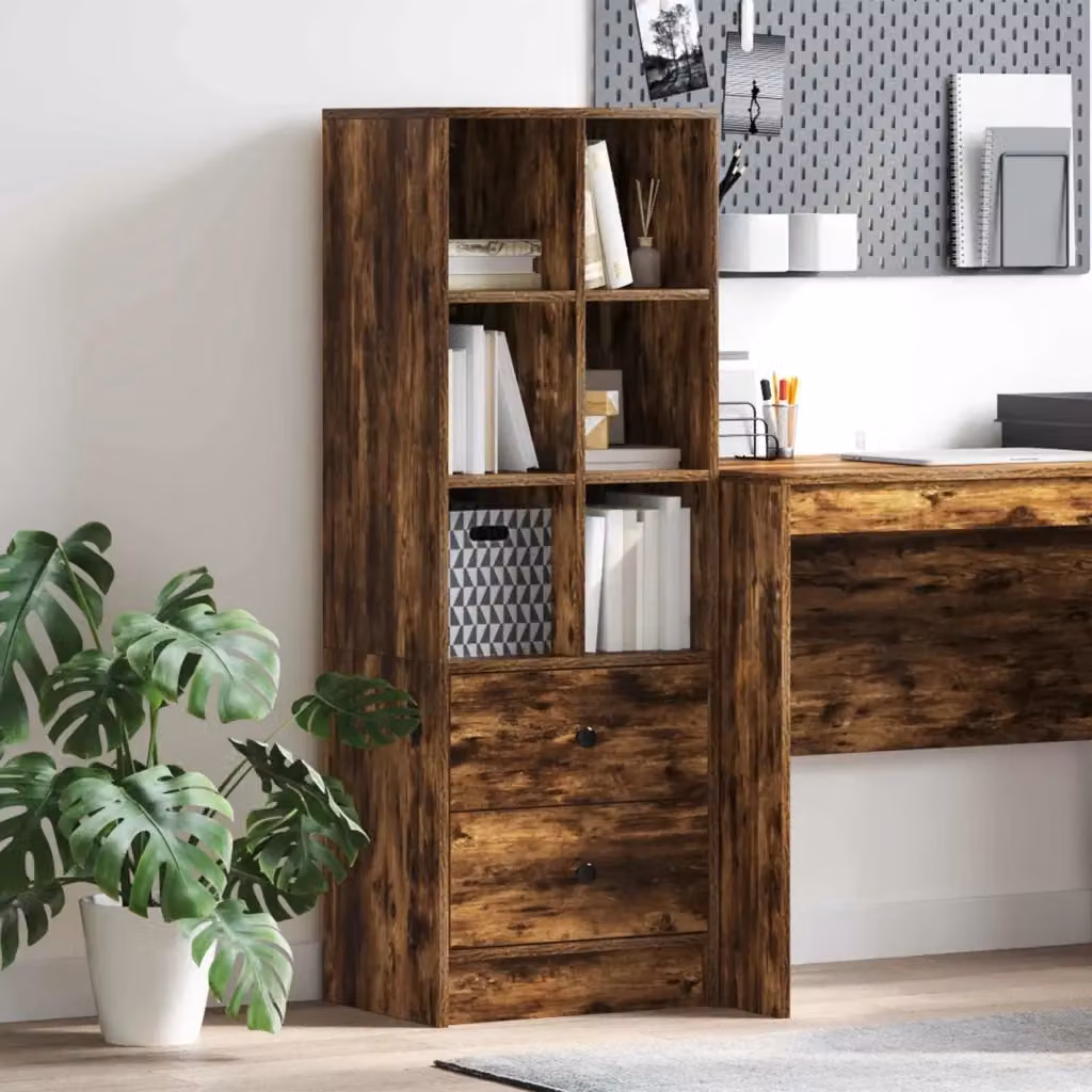 Credenza Buffet con cassetto in Rovere fumè, design moderno, L/P/H: 45,5 x 34 x 127 cm – 2