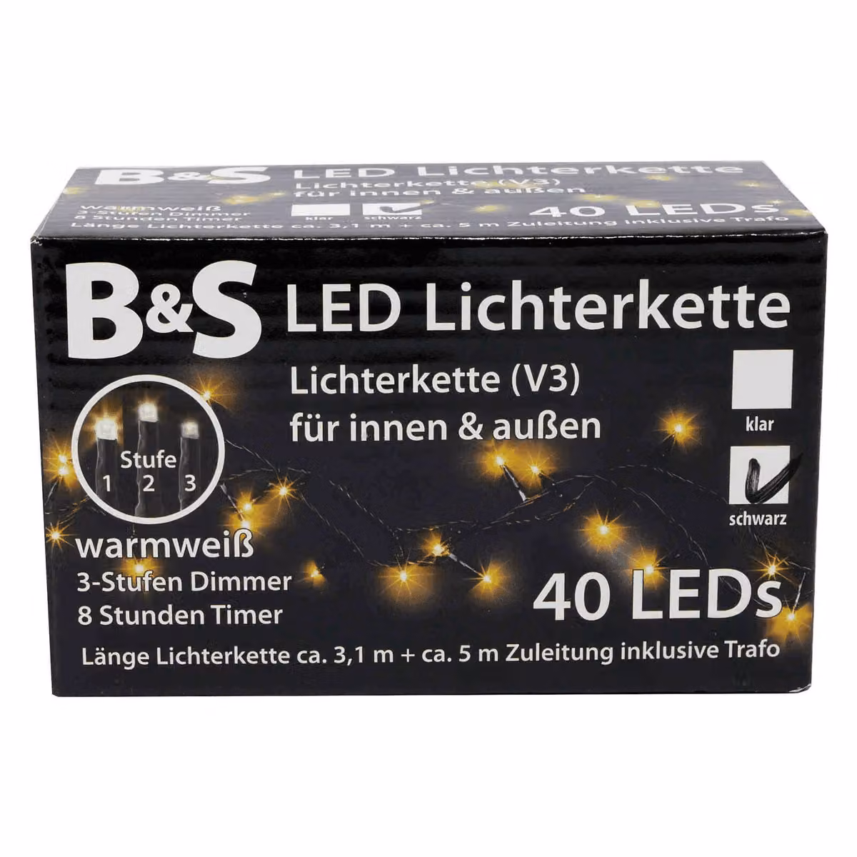 Fata LED 40 LED bianco caldo Dimmer a 3 livelli per uso interno ed esterno