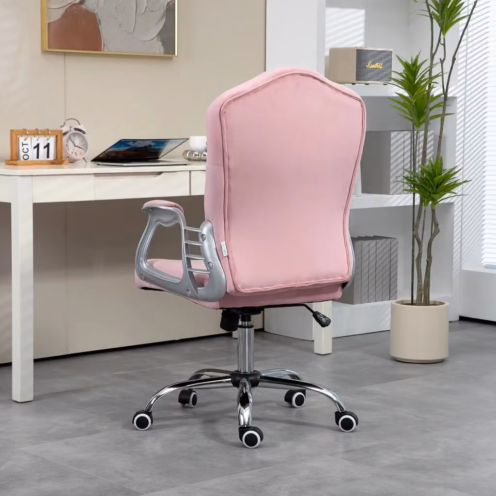 Sedia da Ufficio Ergonomica Rosa con Braccioli e Ruote per Home Office – 2