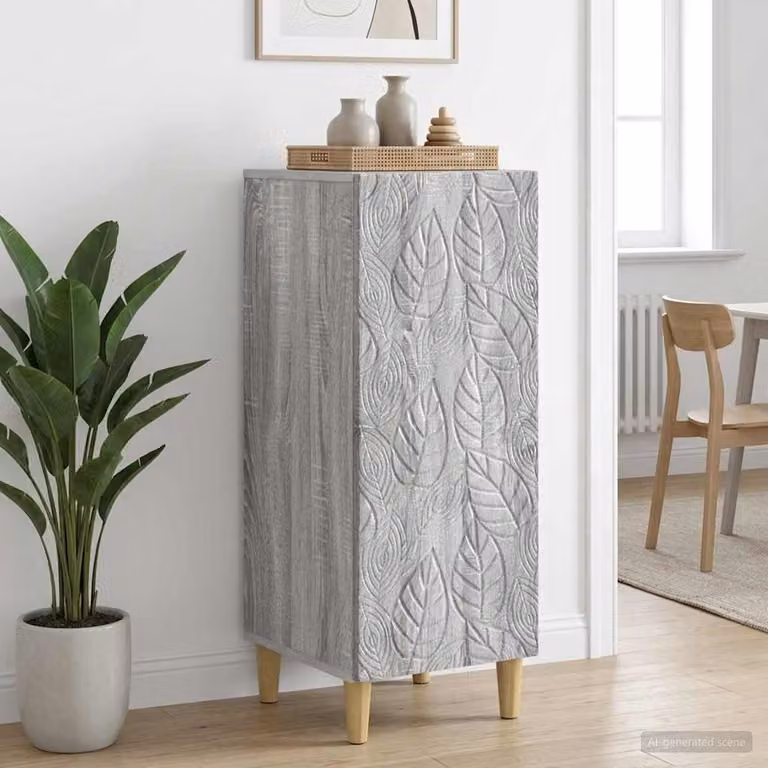 Credenza moderna vidaXL in legno ingegnerizzato color grigio, L: 33 cm, P: 34,5 cm, H: 90 cm
