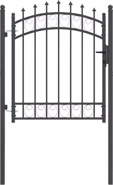 Cancello per recinzione a battente Emmen in acciaio con punte, colore antracite, L: 125 cm, H: 100 cm – 1