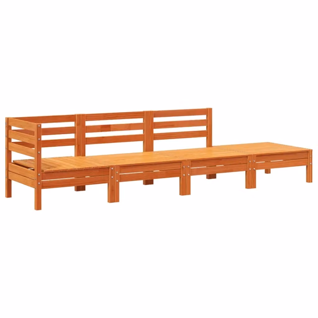 Divano da giardino a 4 posti vidaXL in legno di pino cerato marrone con cuscini inclusi L: 254 cm, P: 62,5 cm, H: 63,5 cm – 2