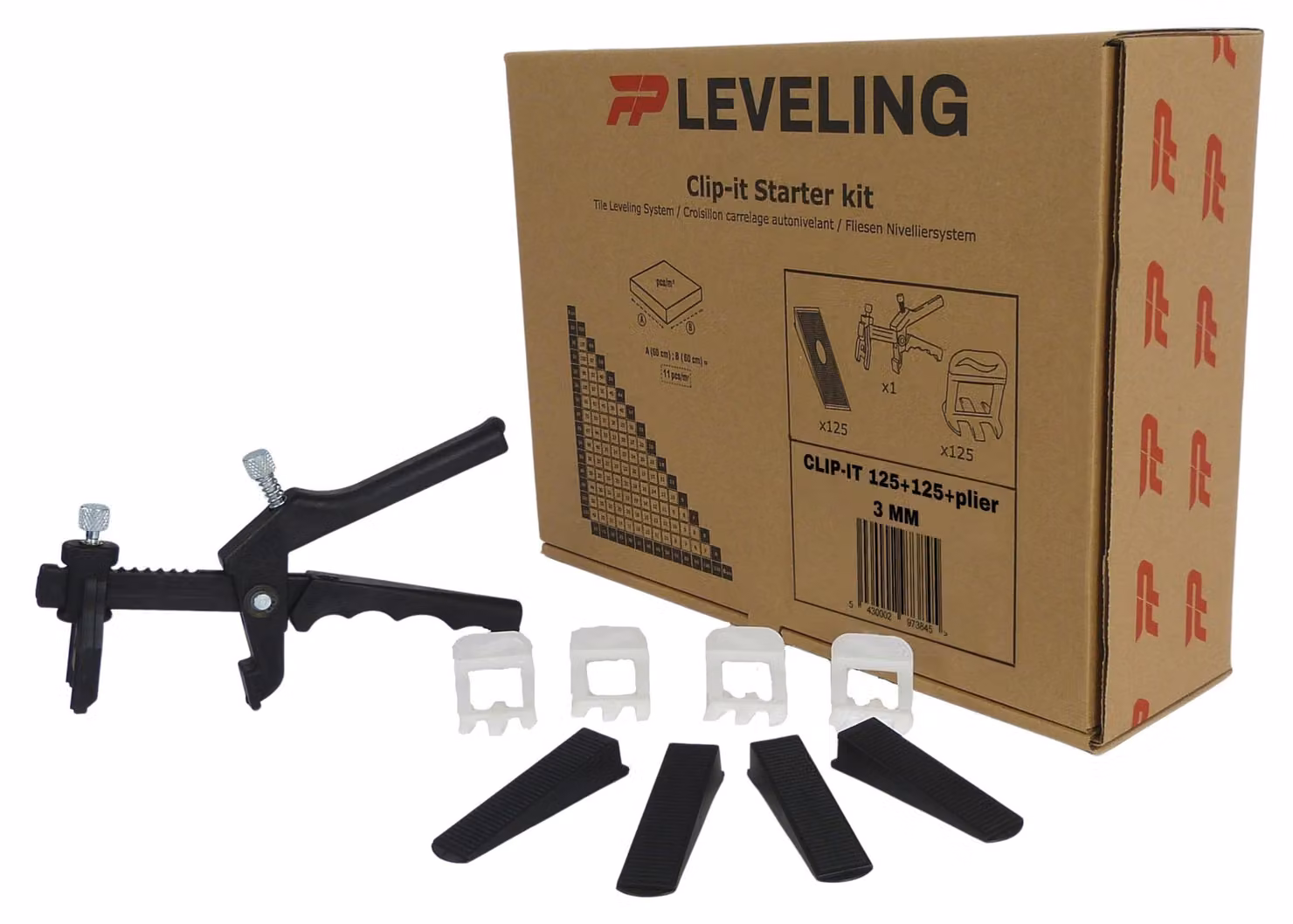 Kit di avviamento per sistema di livellamento Tegel, completo di clip e utensili