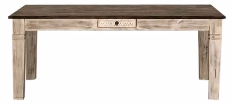 MASSIVMOEBEL24 | tavolo da pranzo in legno di mango / acacia 210x100x78 bianco cerato CASTLE-ANTIK #112