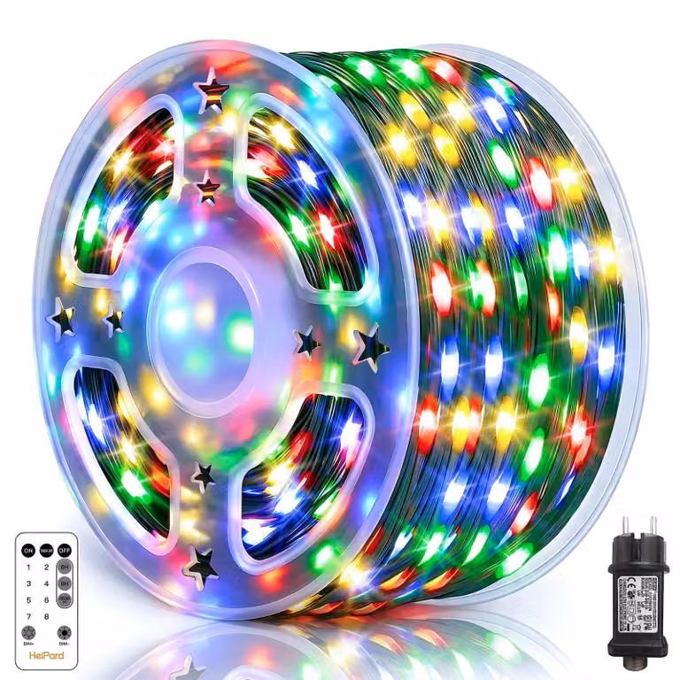Catena luminosa da 60 metri / 600 LED, multicolore, in rame, con telecomando, 6W