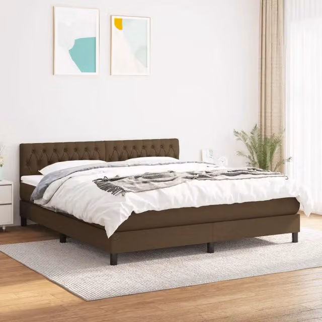 Letto Ibrido con Giroletto a Molle e Materasso vidaXL, Marrone e Bianco, L 180 x P 200 cm – 1