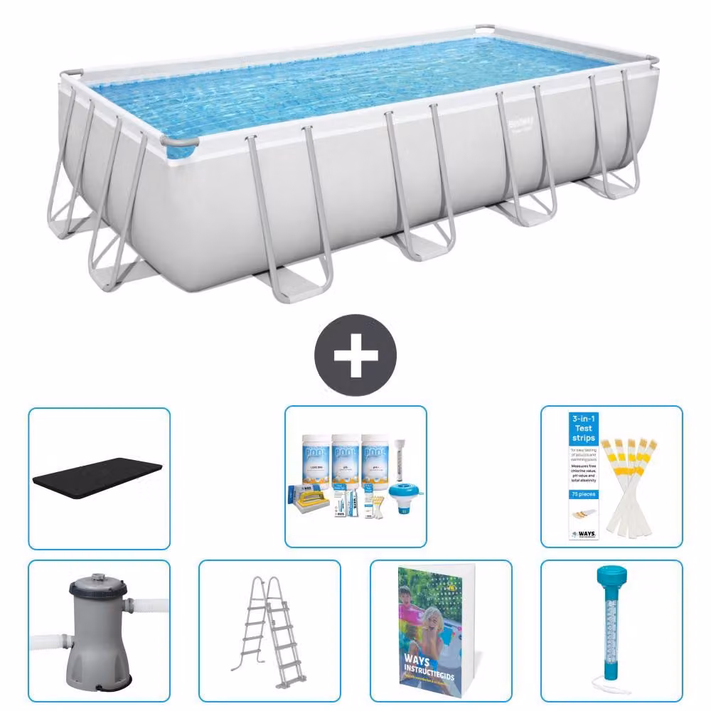 Bestway Power Steel, piscina rettangolare - 488x244x122 cm - composta da 6 parti, modello S574