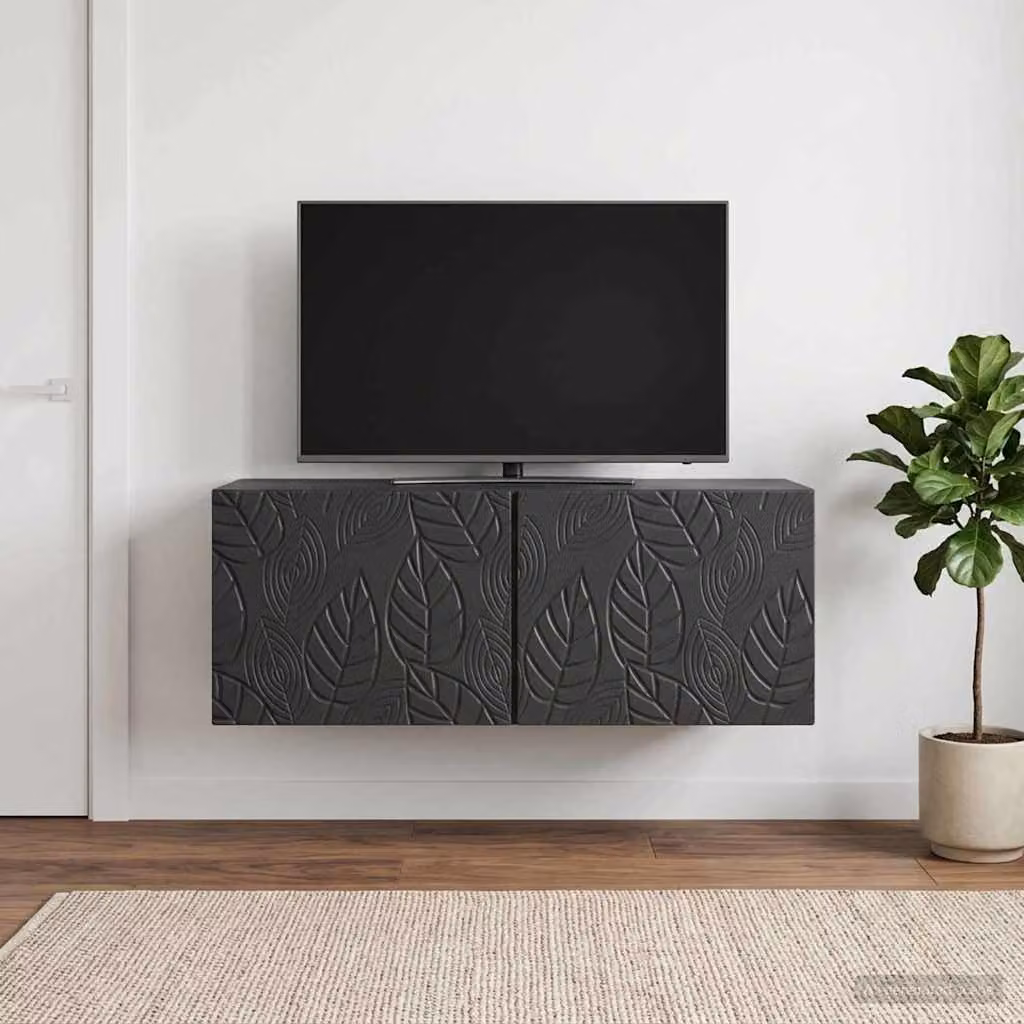 vidaXL Mobile Porta TV da Muro in Legno Nero Vintage L: 78,5 cm, P: 41 cm, H: 30 cm