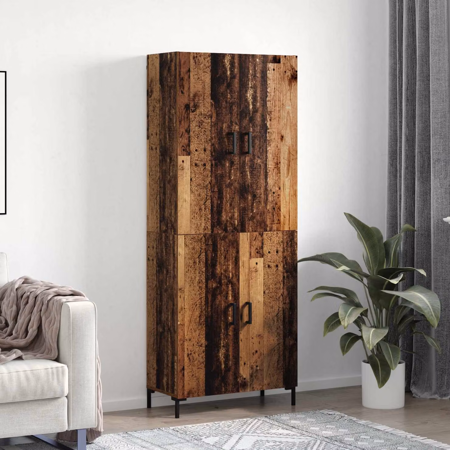 Credenza moderna vidaXL in legno marrone con ante a battente e ripiani interni, L/P/H: 69,5 x 34 x 180 cm – 1