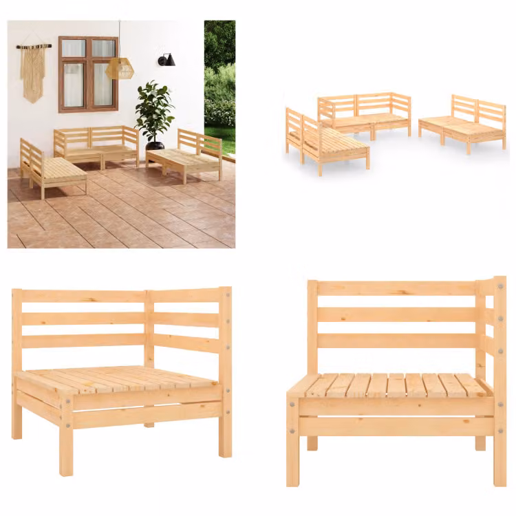 vidaXL 6 pz. Set da giardino in legno di pino massiccio - Set da giardino - Set da giardino - Set da salotto - Set da salotto