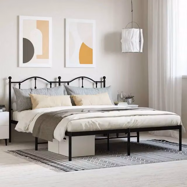 Giroletto vidaXL con testiera in metallo nero L/P: 180 x 200 cm – 1