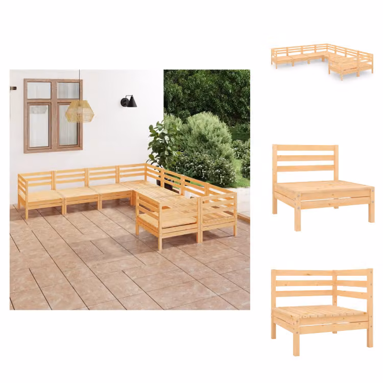 vidaXL set salotto da giardino 8 pezzi in pino massello - Set di mobili da giardino