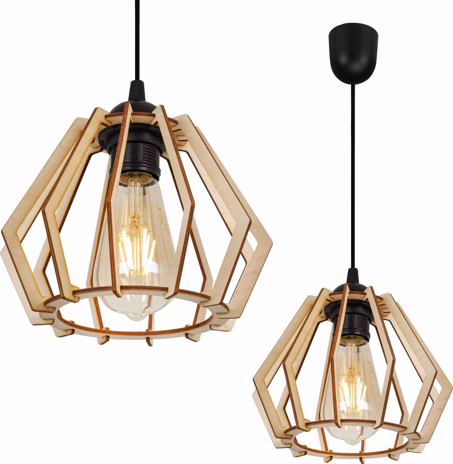 Moderna Lampada A Sospensione A Led In Legno