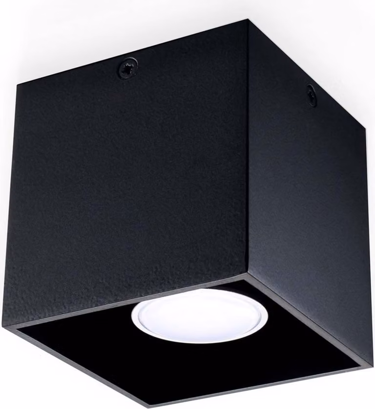 Lampada da soffitto QUAD 1 nero 1xGU10 10W alluminio 10x10x10cm Sollux Lighting
