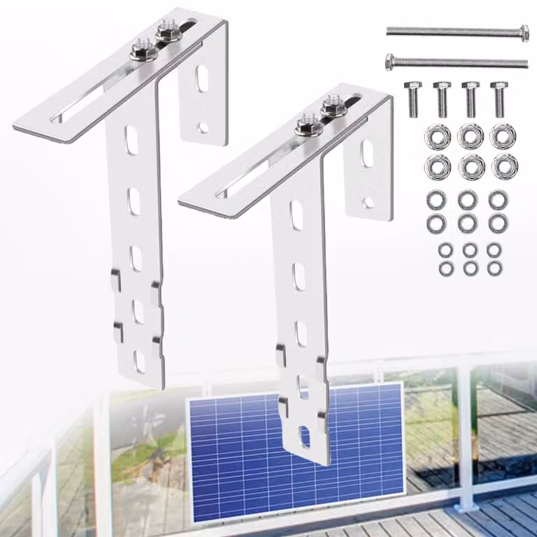 Set di 2 ganci solari per balcone, in acciaio inossidabile 304, regolabili da 6 a 18 cm