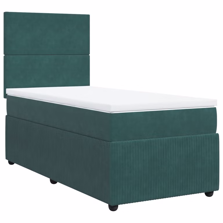 Giroletto a Molle con Materasso Verde Scuro 80x200 cm Velluto