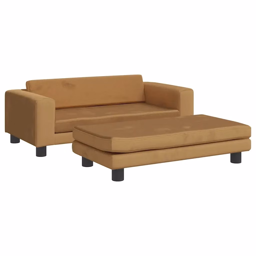 Divanetto per bambini Design Mania in velluto marrone con poggiapiedi, L: 100 cm, P: 50 cm, H: 30 cm – 2