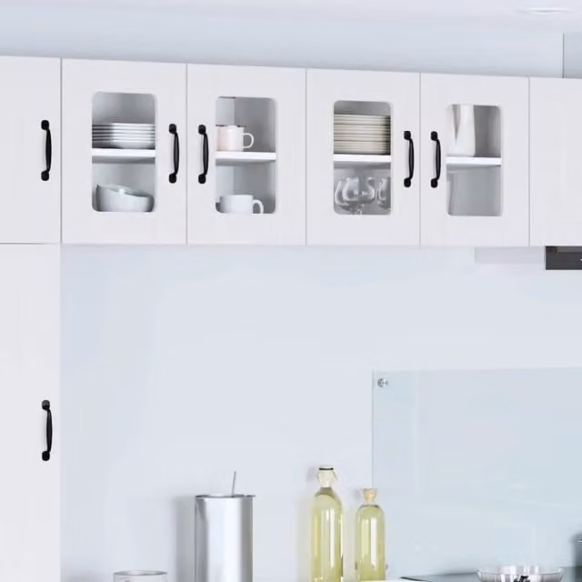 Set di 2 pensili da cucina moderni vidaXL bianchi con ante scorrevoli in legno, L: 60 cm, P: 31 cm, H: 40 cm