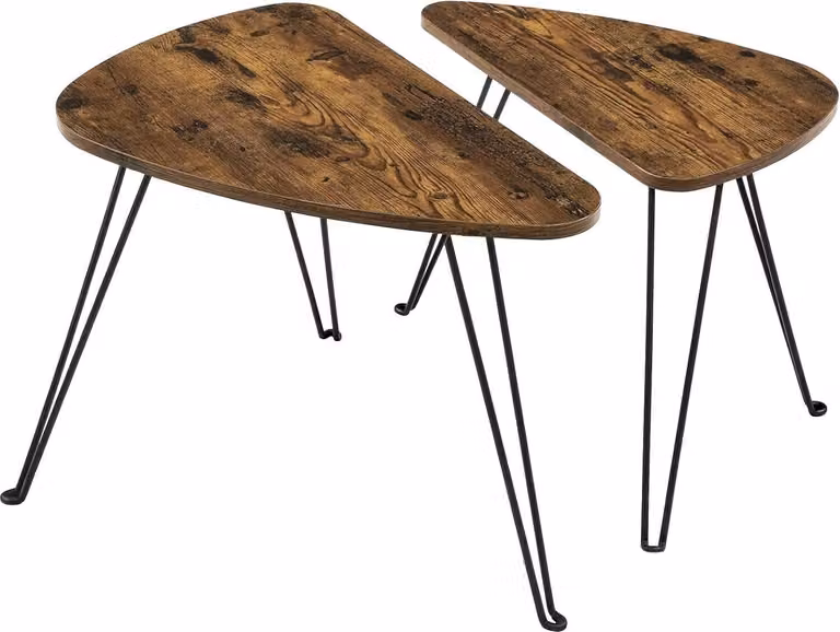 VASAGLE set di 2 tavolini, tavoli allungabili, tavolini da caffè, per soggiorno, sala da pranzo, camera da letto, stile industriale, rustico marrone e nero