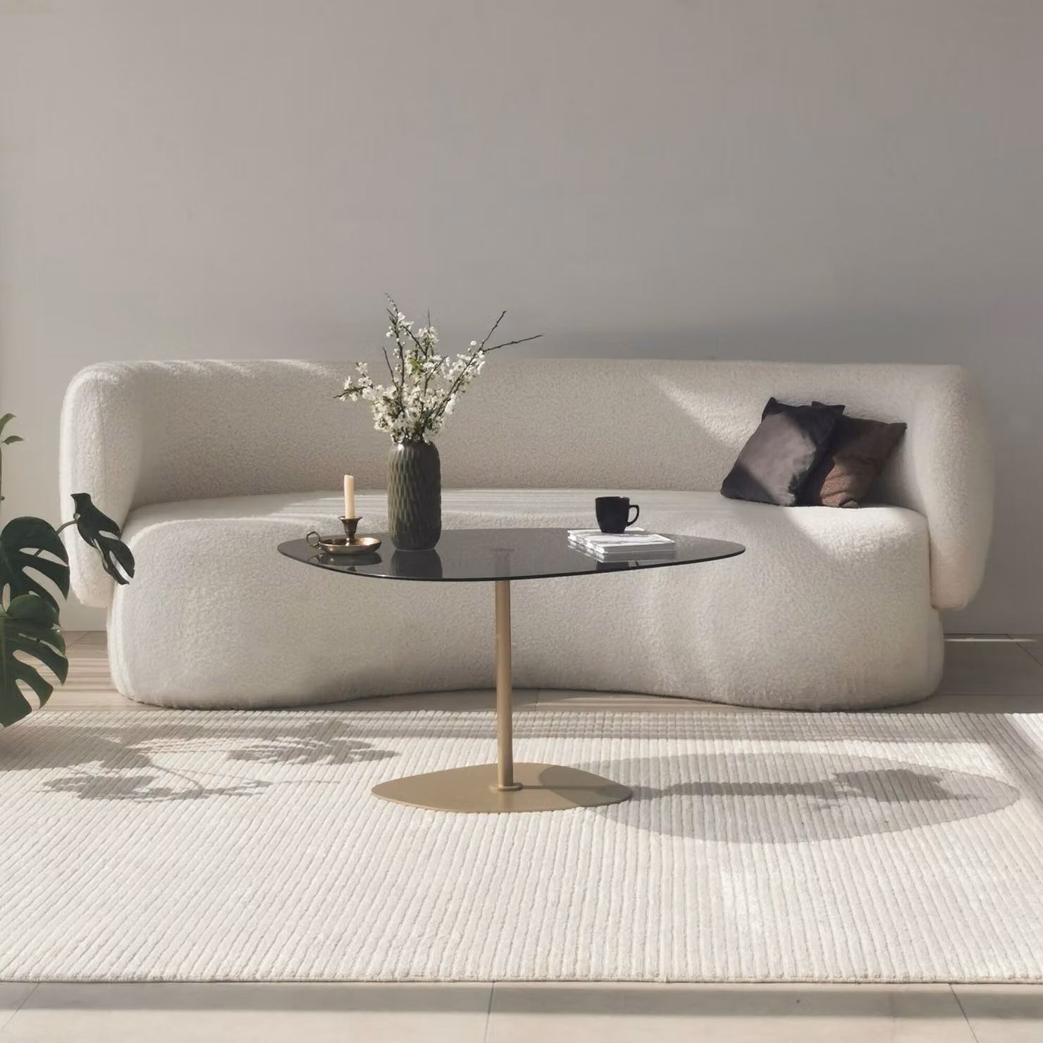 Skye Decor, Soho - Dark Grey, Soho, tavolino da salotto, 100% vetro temperato, grigio scuro, 85 x 67 x 40 cm