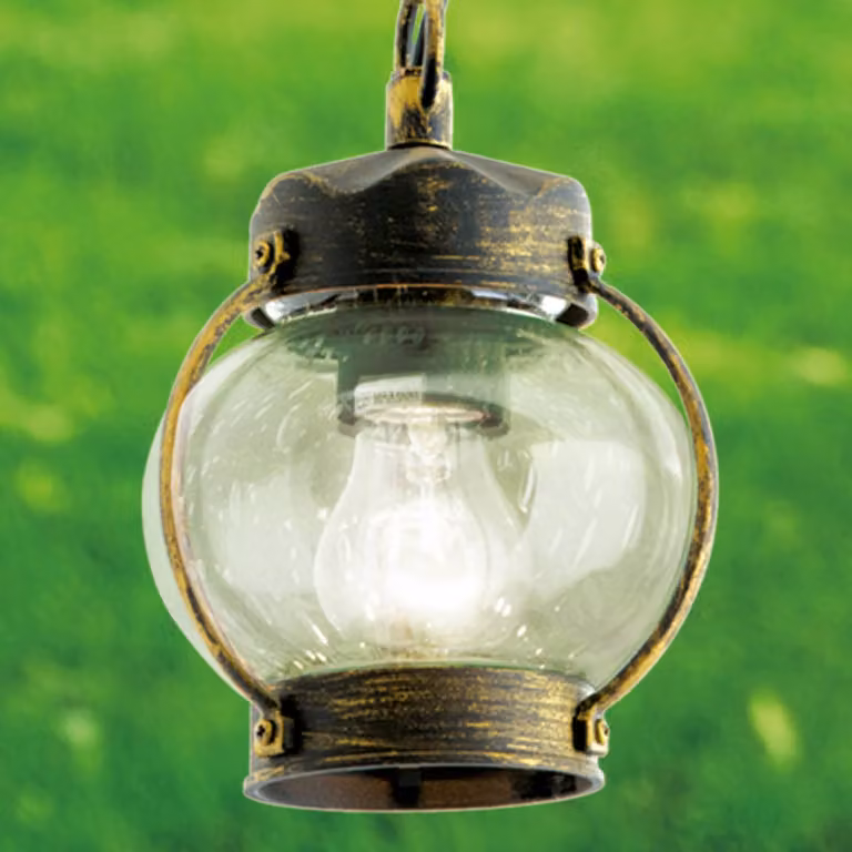 ORION Lampada a sospensione Margerite da esterni, vetro Margerite, dimmerabile, Nero, Metallo, Campagna / Rustiche