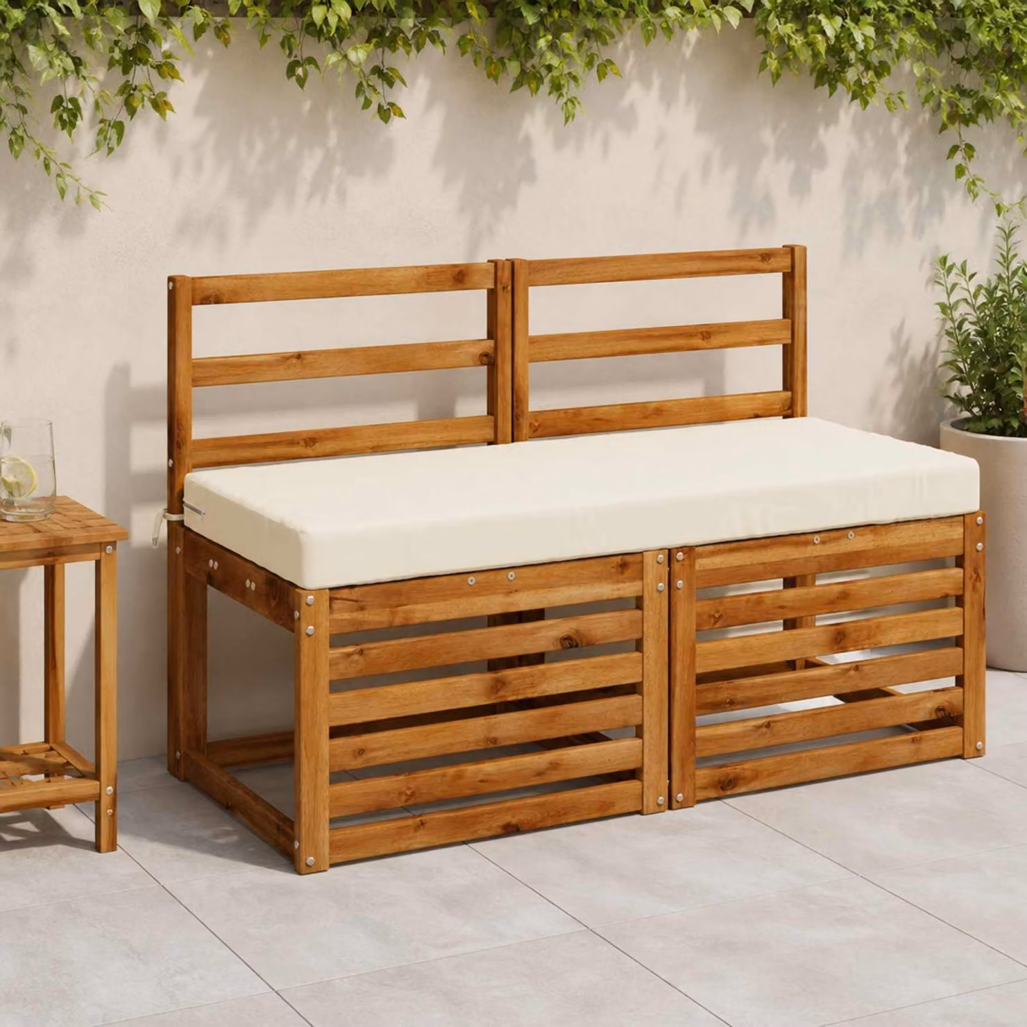 Cuscino per panchina vidaXL SOEST in poliestere con rivestimento rimovibile e resistente ai raggi UV, colore beige/bianco