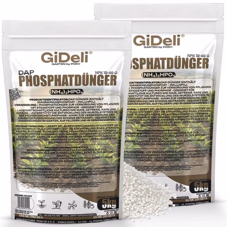 DAP 10 kg Concime fosfatico per mais e cereali, granuli NPK 18-46, solubile per le radici, GiDeli