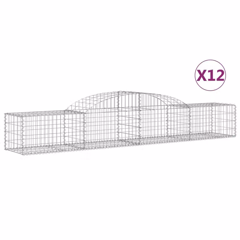 Cesti Gabbioni ad Arco 12 pz 300x50x40/60 cm Ferro Zincato