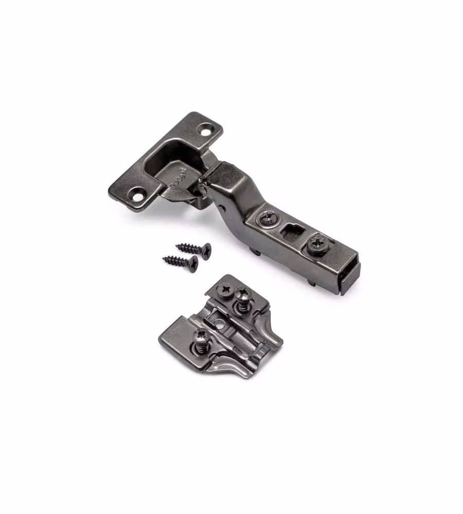 Emuca Kit cerniera a scodellino di collo alto X91 con chiusura ammortizzata e basetta Euro, Titanio, Acciaio.