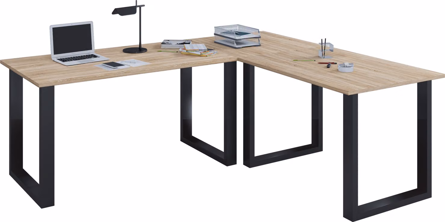 Scrivania angolare per ufficio Lona 80 cm U alluminio nero