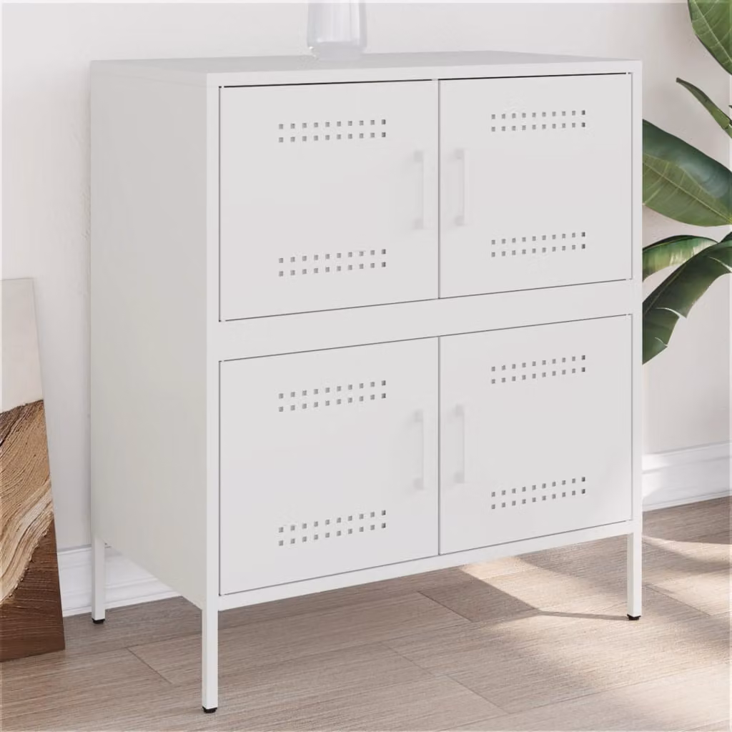 Credenza bianca vidaXL in metallo stile industriale da appendere al muro L: 68 cm, P: 39 cm, H: 79 cm