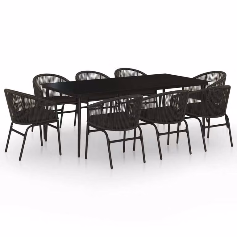 Set da Pranzo da Giardino 9 pz Nero