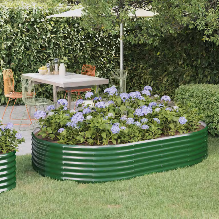 Letto da giardino rialzato vidaXL in acciaio zincato verde L: 214 cm, P: 140 cm, H: 36 cm