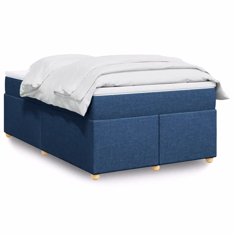 vidaXL Giroletto a Molle con Materasso Ibrido in Tessuto Blu e Bianco, L/P/H: 120 x 200 cm