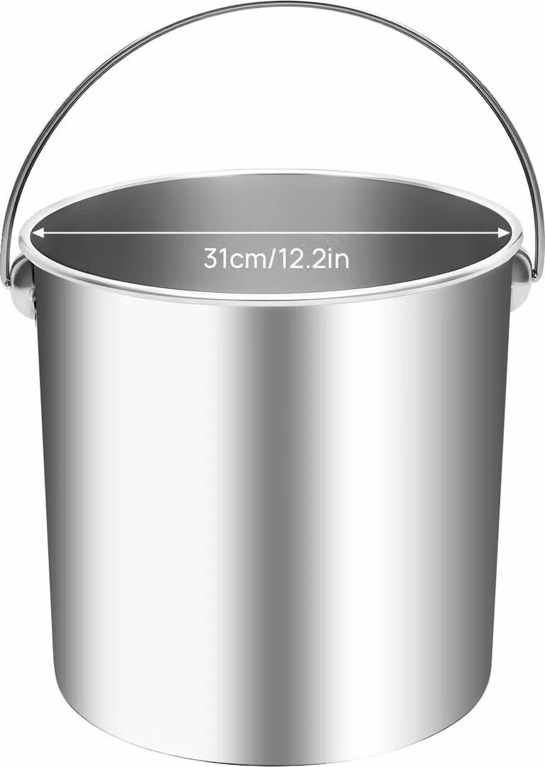 Secchio, capacità 20 litri, design resistente in acciaio inossidabile, argento