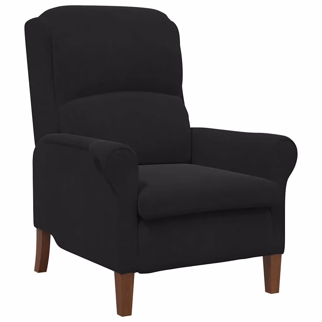 Poltrona moderna vidaXL in velluto nero con braccioli, L: 76 cm, P: 94 cm, H: 102 cm – 2