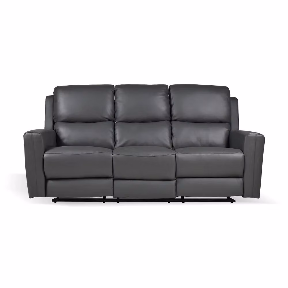 Divano Claus a 3 posti con reclinazione elettrica in vera pelle grigio scuro L: 211 cm, P: 77 cm, H: 103 cm – 2